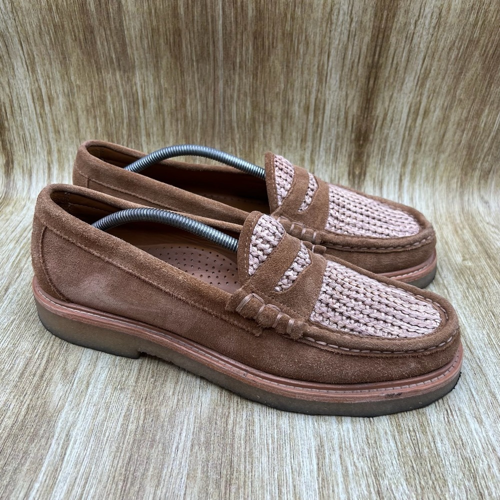 G.H. Bass Weejuns Larson Loafers Mens Size 12 Brown Suede Woven Penny Crepe Sole